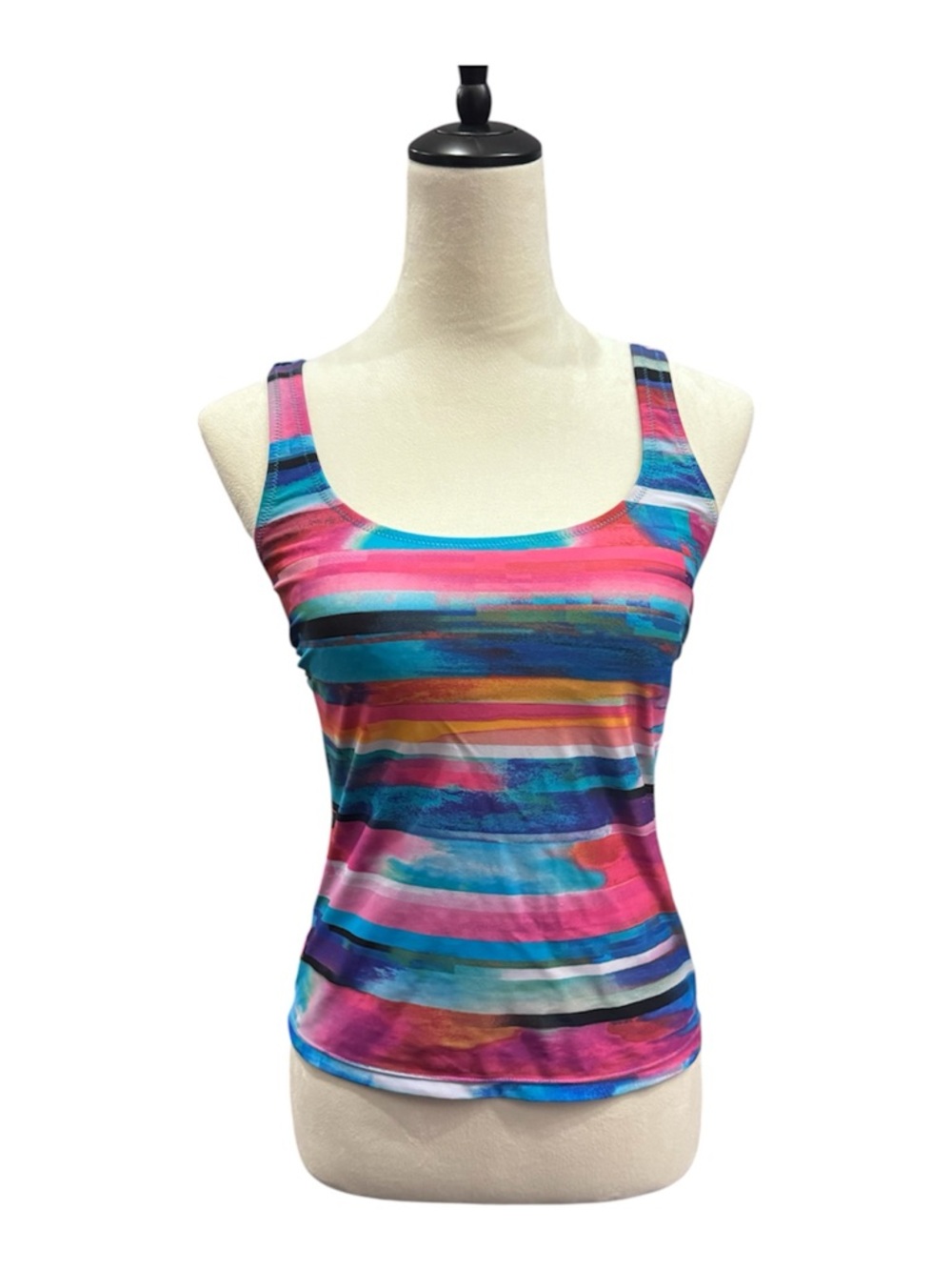 Women's Multicolor Striped Scoop Neck Tankini